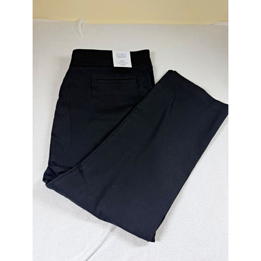 Croft & Barrow Womens Dress Pants Size 20 Short Black Twill Stretch Mid Rise 482